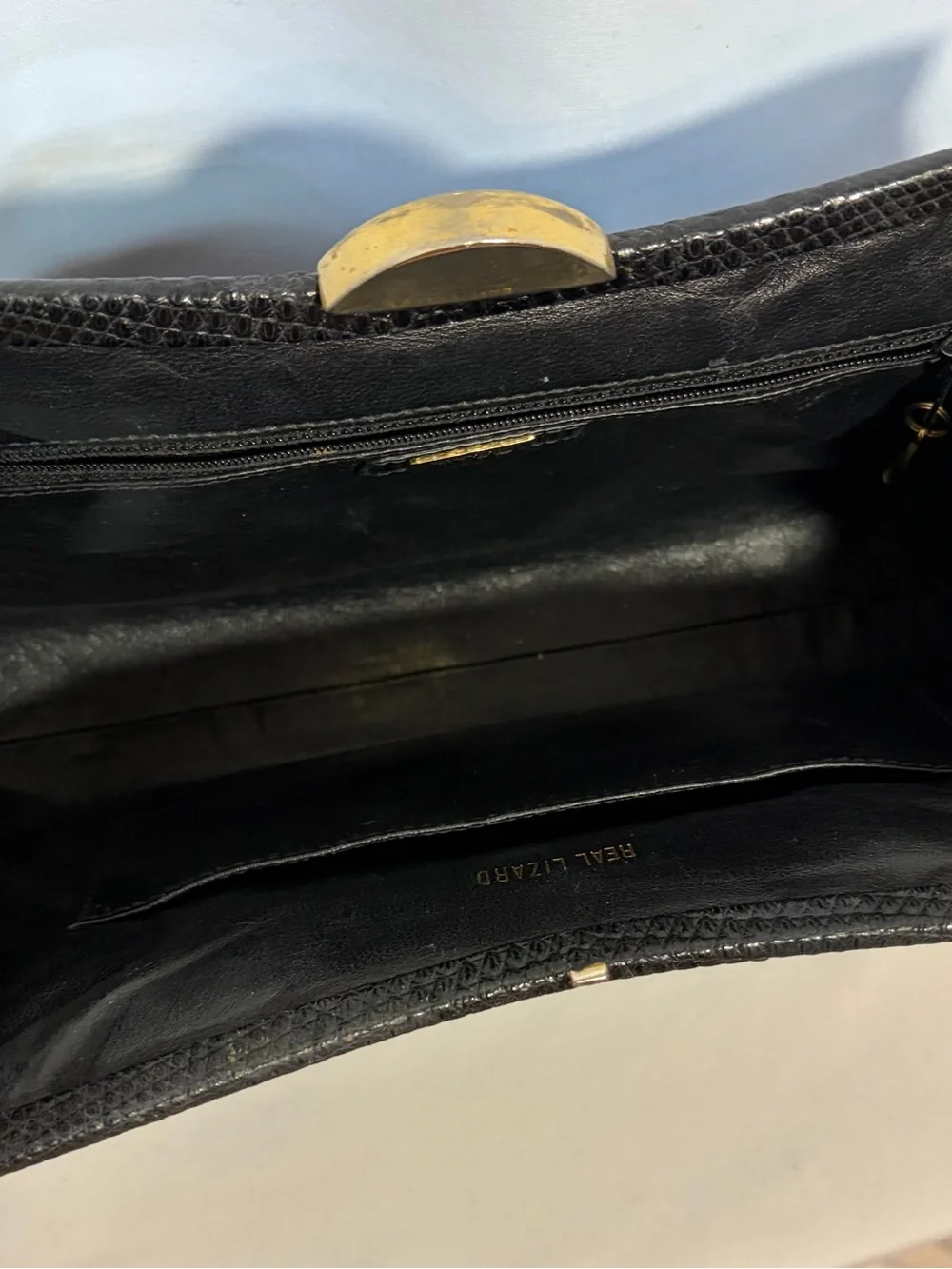 Vintage SUAREZ Black Croc Clutch Handbag